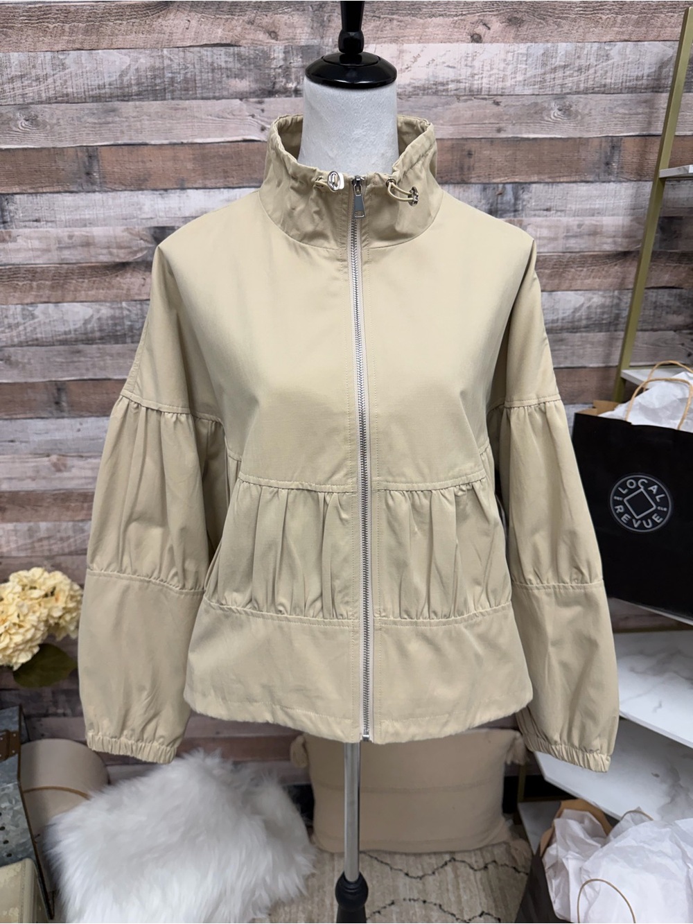 Tan Easy Clothes Celma Style Hooded Jacket S/M